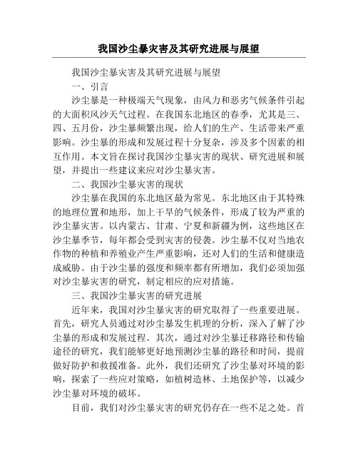 我国沙尘暴灾害及其研究进展与展望