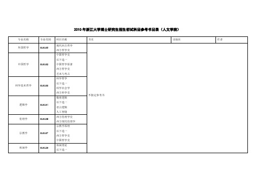 浙大文学院参考书目