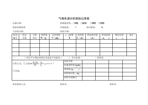 仪器分析原始记录表