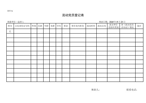 流动党员登记表流动党员情况汇总表党员情况汇总表经查找取得联系党员登记表与党组织失去联系党员情况汇总表