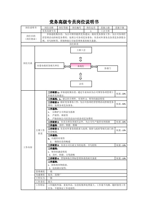 党务高级专员岗位说明书Microsoft Word Document (2)