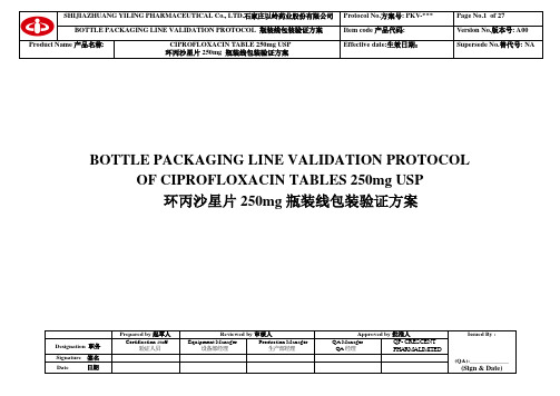 瓶装线包装验证方案最终版