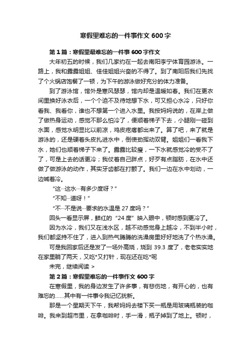 寒假里难忘的一件事作文600字