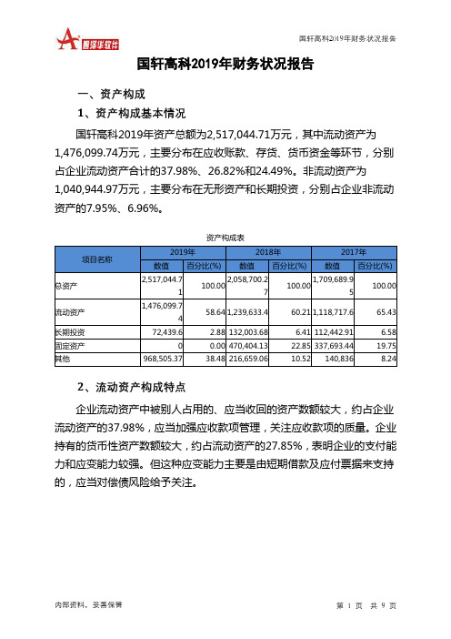 国轩高科2019年财务状况报告