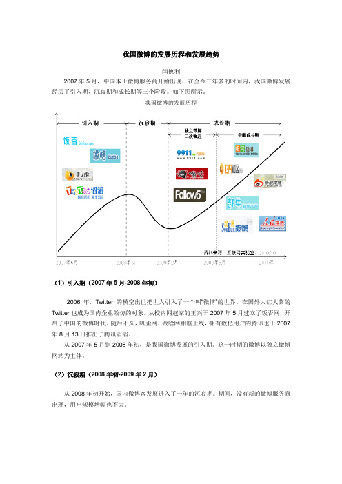 我国微博的发展历程和发展趋势