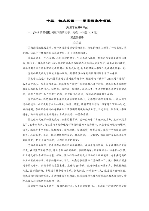 大一轮高考总复习语文专项练13+散文阅读——鉴赏形象专项练+Word含解析.doc