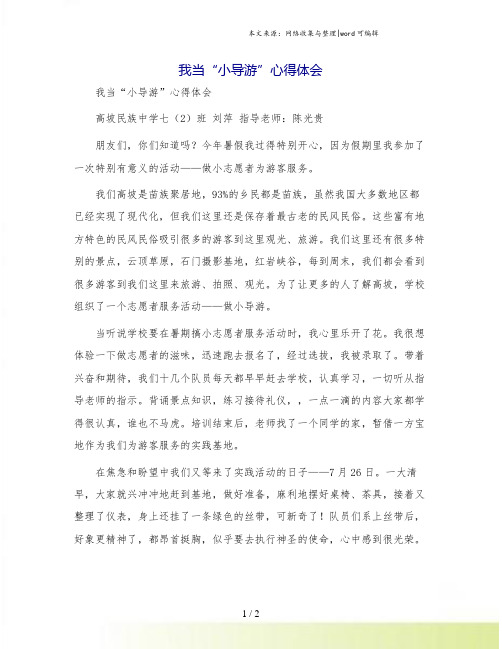 我当“小导游”心得体会