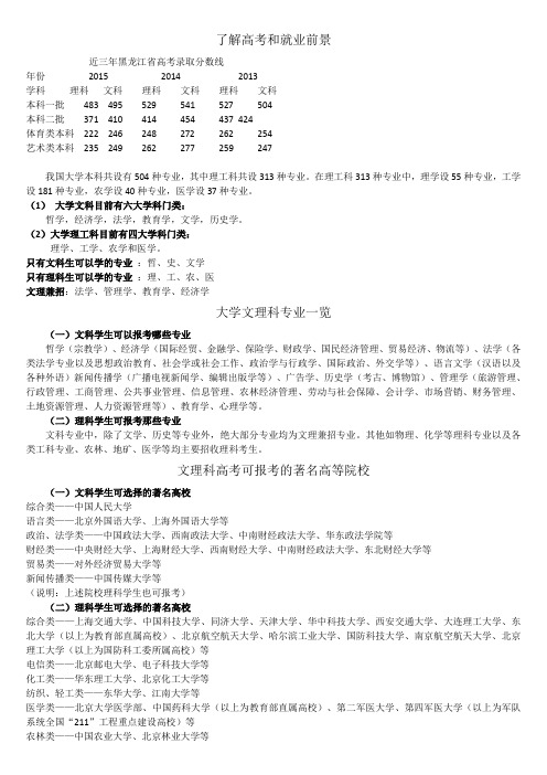 高一学年文理分科指导材料