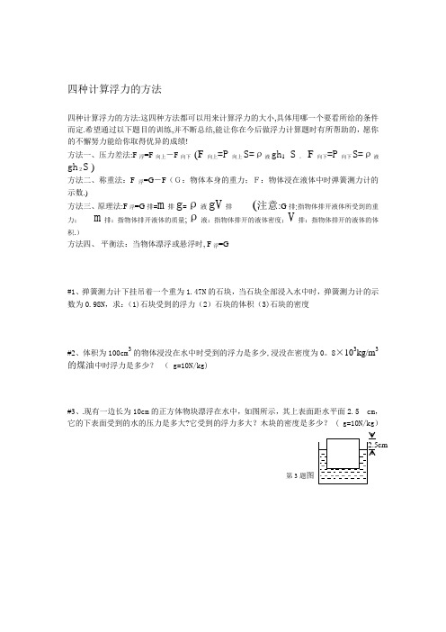 四种计算浮力的方法