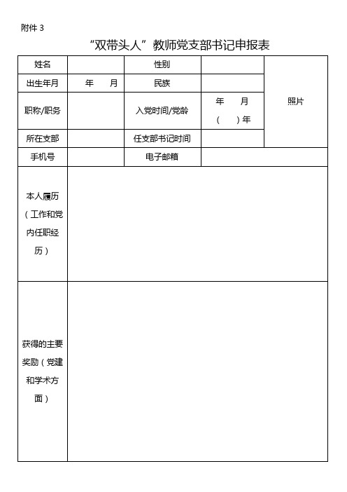 “双带头人”教师党支部书记申报表