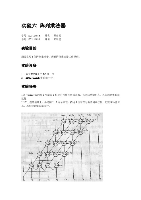 实验二 阵列乘法器