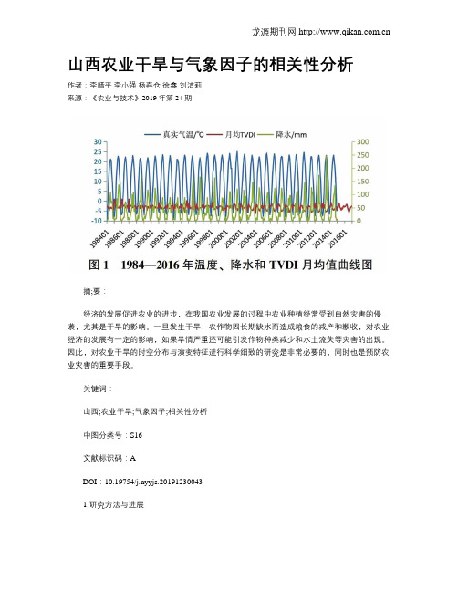 山西农业干旱与气象因子的相关性分析