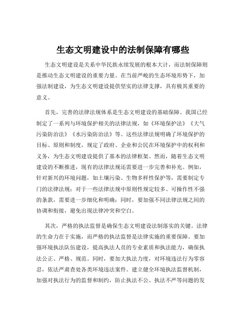 生态文明建设中的法制保障有哪些