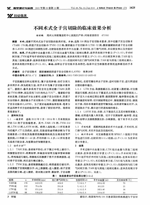 不同术式全子宫切除的临床效果分析