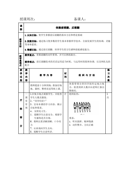 体操前滚翻及后滚翻(教学设计)人教版体育五年级上册