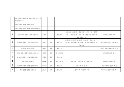 青海主项水利企业一览表