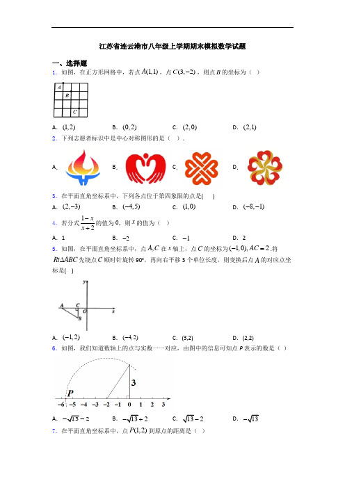 江苏省连云港市八年级上学期期末模拟数学试题