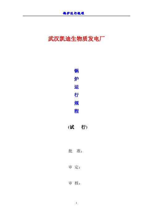 武汉凯迪生物质发电厂锅炉运行规程