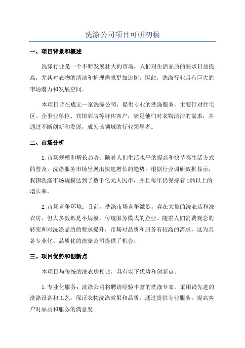 洗涤公司项目可研初稿