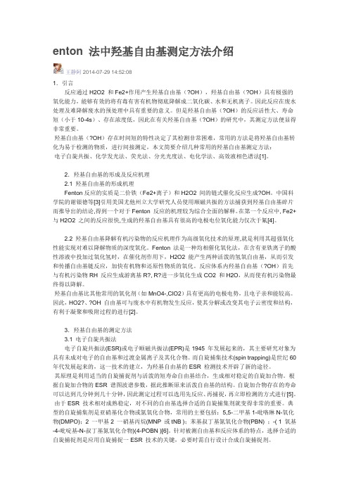 Fenton 法中羟基自由基测定方法介绍