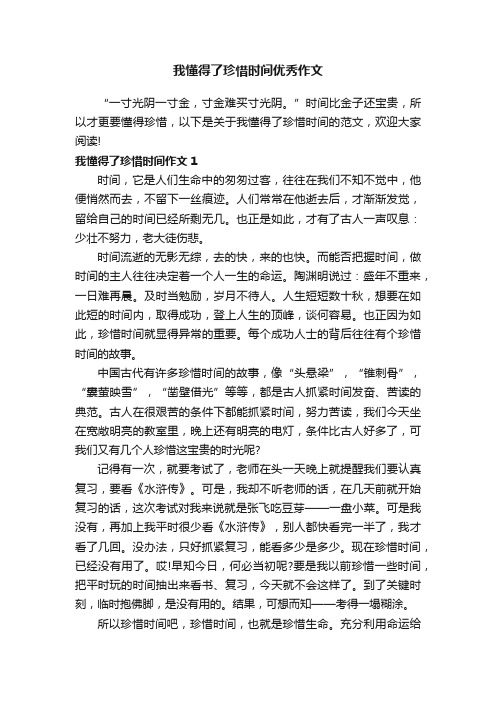 我懂得了珍惜时间优秀作文