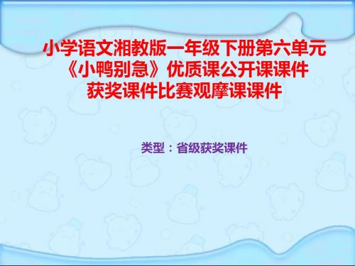 小学语文湘教版一年级下册第六单元《小鸭别急》优质课公开课课件获奖课件比赛观摩课课件B003