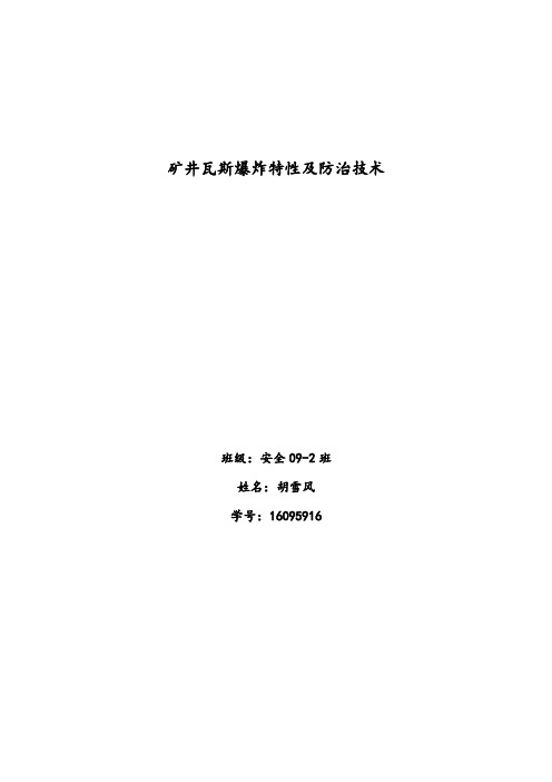 矿井瓦斯爆炸特性及防治技术