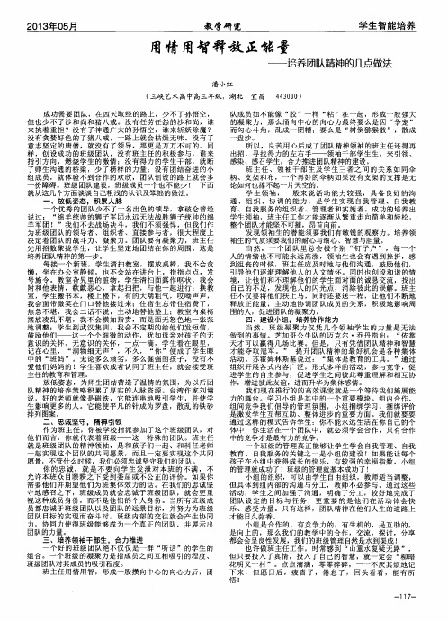 用情用智释放正能量——培养团队精神的几点做法