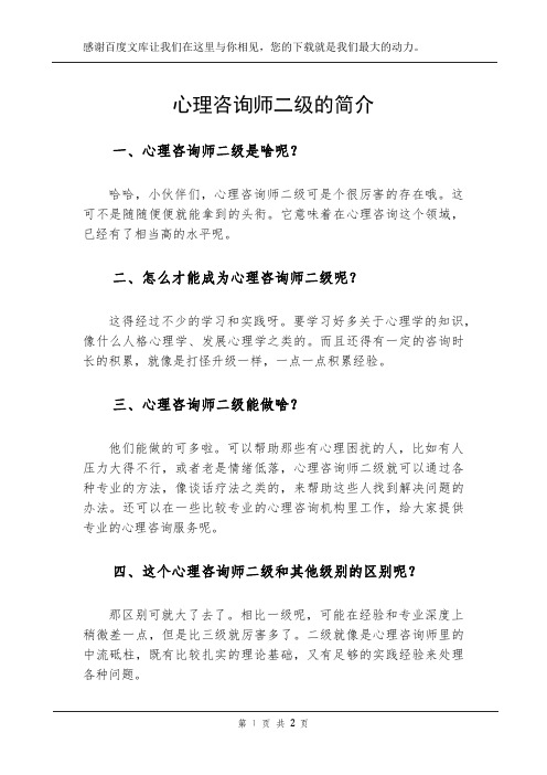 心理咨询师二级的简介