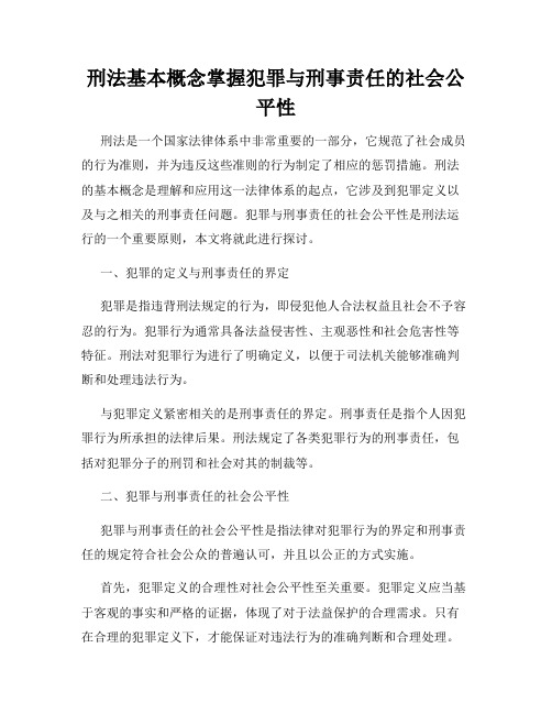 刑法基本概念掌握犯罪与刑事责任的社会公平性