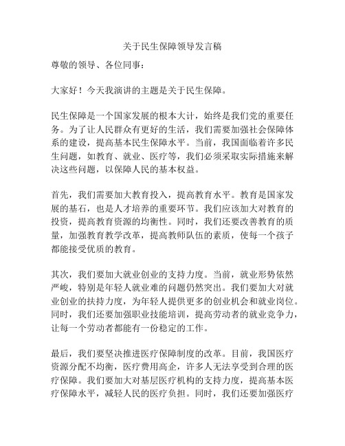 关于民生保障领导发言稿