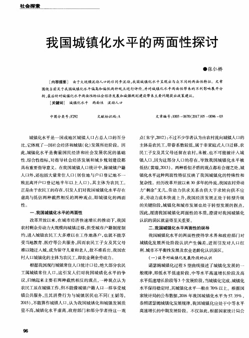 我国城镇化水平的两面性探讨