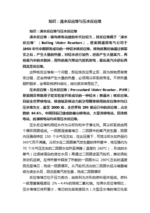 知识：沸水反应堆与压水反应堆