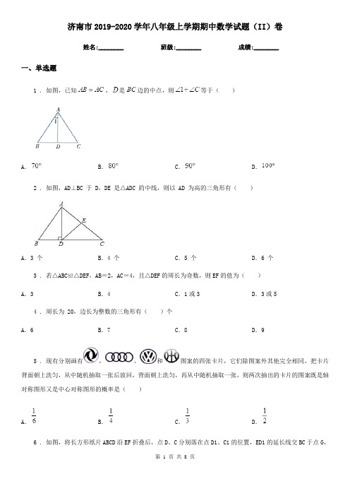 济南市2019-2020学年八年级上学期期中数学试题(II)卷