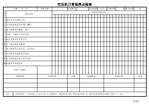 空压机日常保养点检表