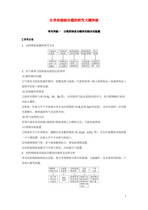 (通用版)2020高考化学二轮复习题型一化学实验综合题的研究大题突破教案