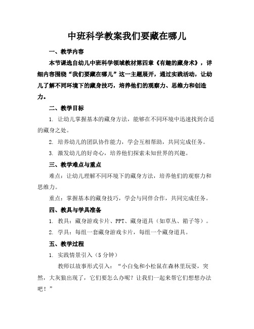 中班科学教案我们要藏在哪儿(1)