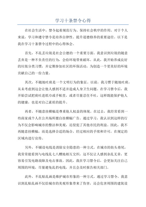 学习十条禁令心得