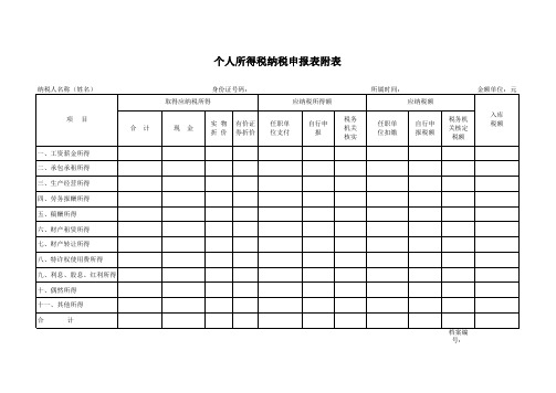 个人所得税纳税申报附表