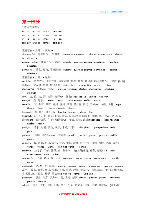 西班牙语不规则动词变位用法