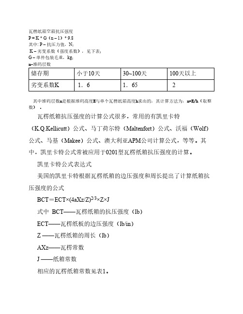 瓦楞纸箱空箱抗压强度