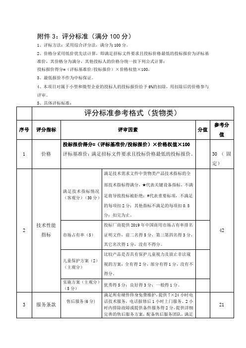 评分标准(满分100分)