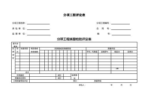 分项工程评定表