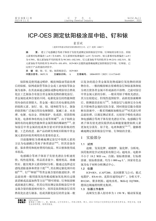 ICP-OES_测定钛阳极涂层中铂、钌和铱