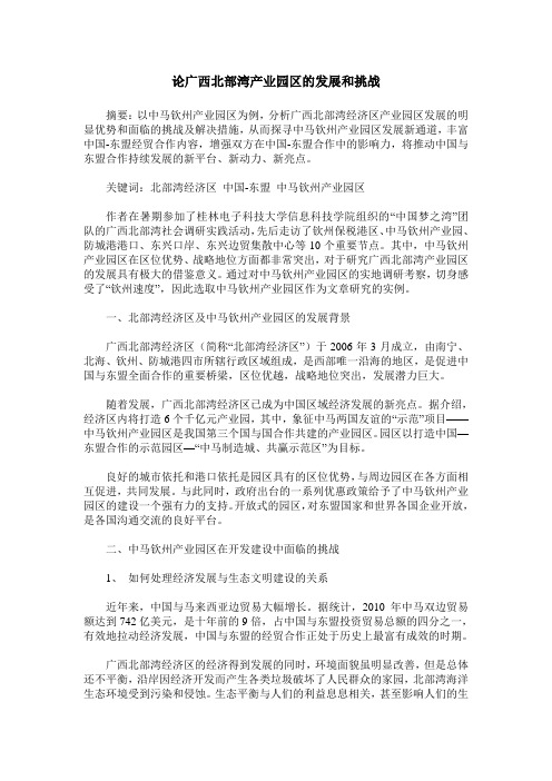 论广西北部湾产业园区的发展和挑战