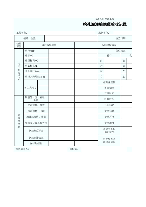 挖孔灌注桩隐蔽工程验收记录