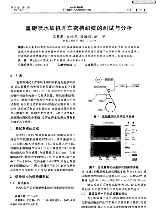 重磅喷水织机开车密档织疵的测试与分析