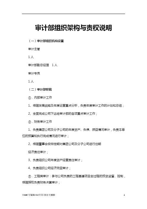 2021审计部组织架构与责权说明Word(完整版)