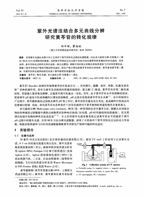 紫外光谱法结合多元曲线分辨研究黄芩苷的转化规律