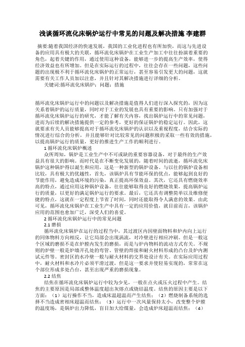 浅谈循环流化床锅炉运行中常见的问题及解决措施 李建群